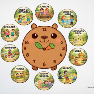 Relógio da Rotina da Educação Infantil - Tema Capivara