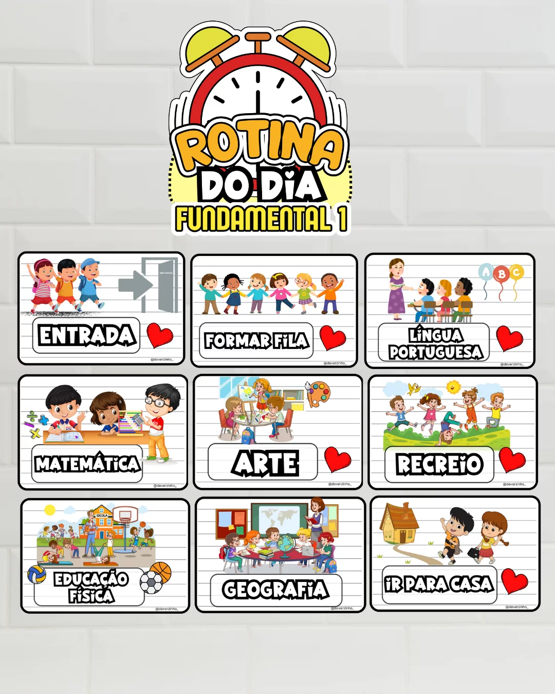 Quadro da Rotina - Ensino Fundamental 1