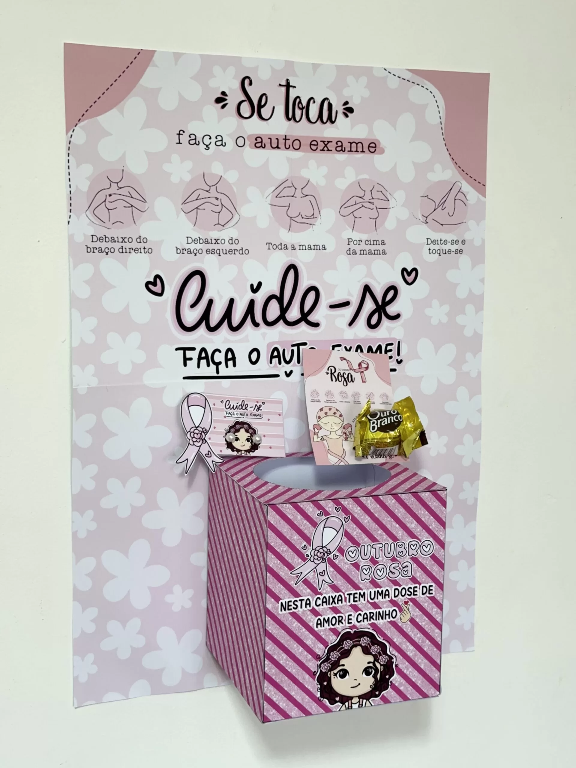 Bambolê e Caixa Motivacional Outubro Rosa