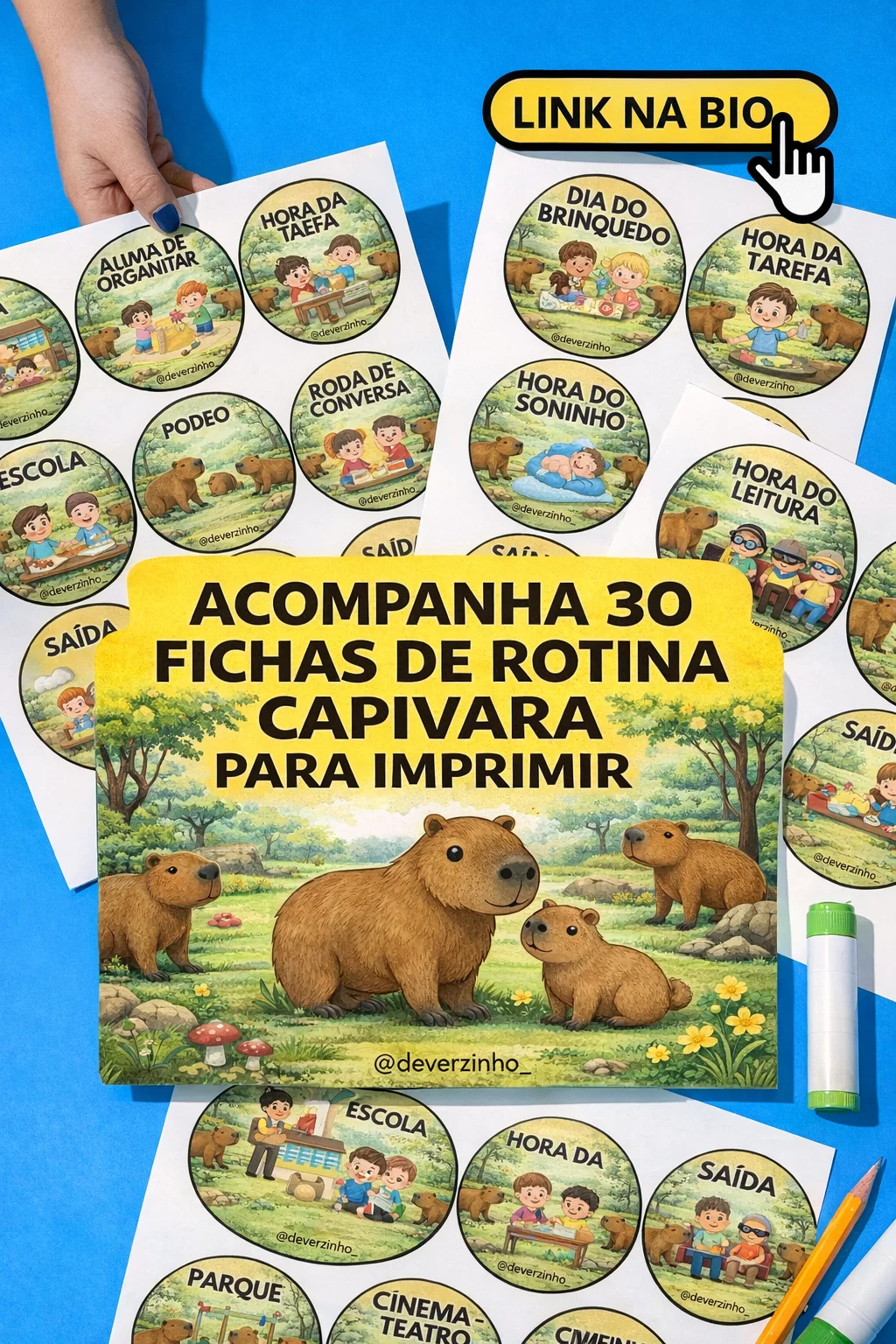 Relógio da Rotina da Educação Infantil - Tema Capivara - Imagem 2