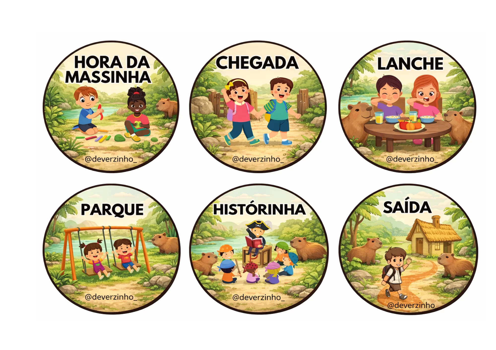 Relógio da Rotina da Educação Infantil - Tema Capivara - Imagem 3